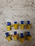 8 Kimble Kimax #13 Polyethylene Flask Length Laboratory Stopper (blue/yellow). Fixed Price $24.50.