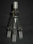 Chemglass 14/20 Joint 4-WAY Distillation Distribution Adapter W/ Hooks. Fixed Price $56.24.