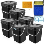 6 Pcs 5 Gallon Square Bucket With Lid,industries Barrels And Plastic.... Fixed Price $113.30.