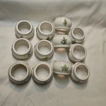 Damon Wood Vintage Napkin Ring Holders Set 12 Stoneware Ceramic Leaf Motif Leave. Fixed Price $22.88.