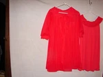 Vintage Gaymode Penny's Red Chiffon Sheer Nightgown And Robe Peignoir Set Small. Fixed Price $125.00.