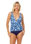 Anne Cole Women's Tie Dye Ikat Ring Plunge Tankini Swim Top (only) - Blue 16W. Fixed Price $24.00.