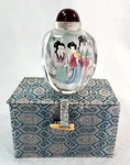 Vintage Chines Reverse Hand Painted Glass Snuff Bottle With Topper & Case H3". Fixed Price $30.00.