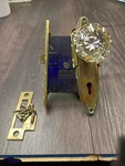Antique Brass Rare Door Knob Plates Glass / Handle Sargent & Co. Fixed Price $89.99.