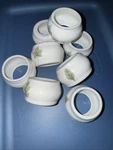 Damon Wood Vintage Napkin Ring Holders Set 10 Stoneware Leaf Motif. Fixed Price $18.00.