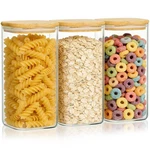50OZ Airtight Glass Storage Containers With Lids Set Of 3, Square Jars .... Fixed Price $42.19.