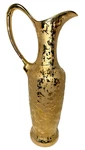 Vintage Bel-terr Weeping Gold Glaze 11 1/4" Tall Vase Pitcher W/ Handle 22K Usa. Fixed Price $35.99.