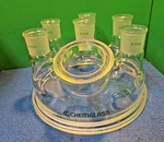 Chemglass CG-1968-A-01, 7 Neck Reaction Vessel Lid 300 Mm Flange CG1968A01 New. Fixed Price $2350.00.