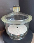 Vtg Corning Pyrex Glass Large Vacuum Desiccator 55/38 Sleeve & Coors Plate. Fixed Price $99.99.