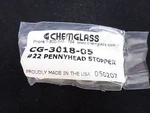 New Chemglass Solid Pennyhead Flask Length Size #22 Inner Joint Stopper. Fixed Price $9.59.