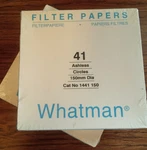 Whatman Quantitative Filter Papers, Ashless, Grade 41, (cytiva) 100 Circles 2/PK. Fixed Price $85.00.